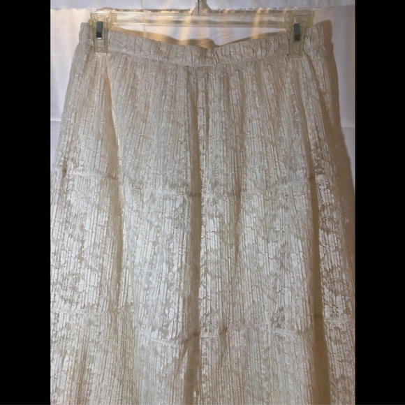 NEW $365‎ SEE BY CHLOÉ micro-pleat lace skirt Natural White [ SZ 44 ] - Picture 4 of 8